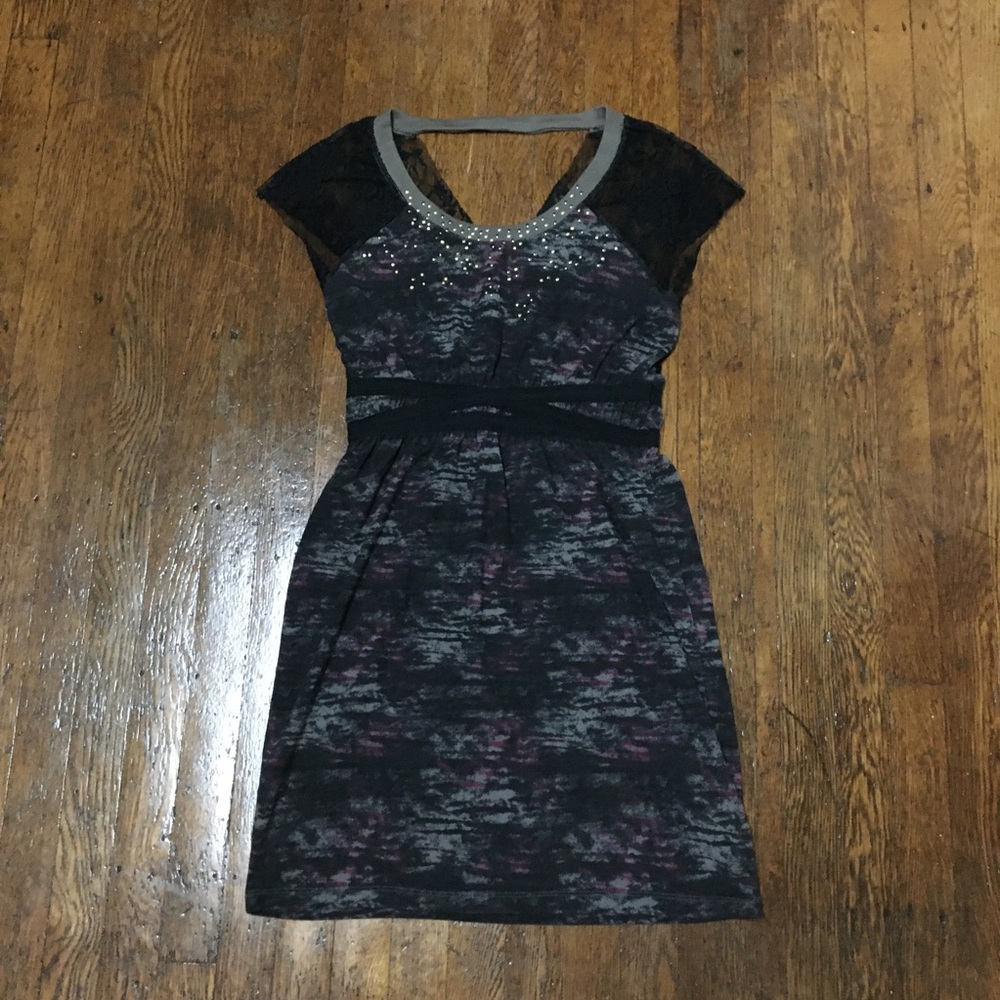 Free People black, gray & dark pink dress. Small - Picture 5 of 16
